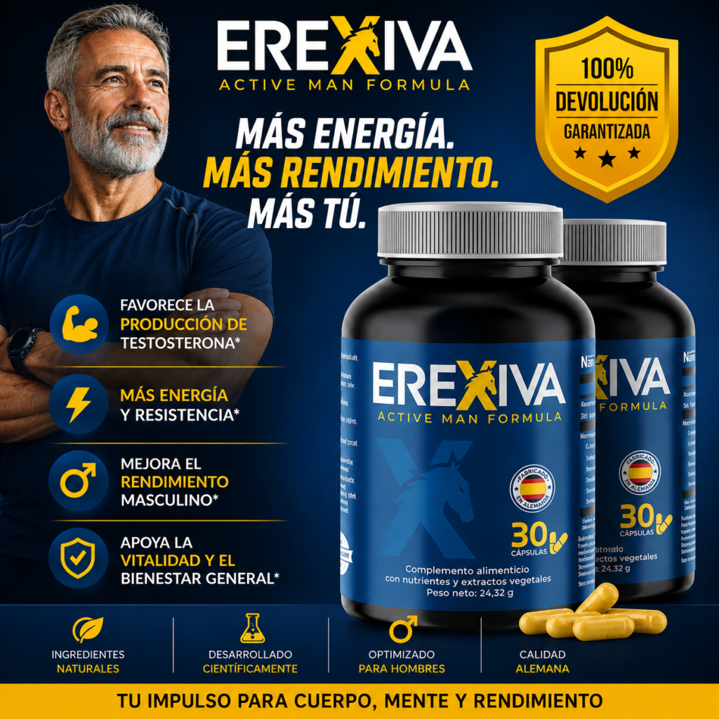 Erexiva Active Man Formula: suplemento natural con calidad alemana para aumentar la energía, el rendimiento masculino y la vitalidad.