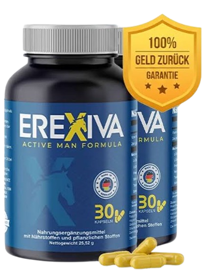 Frasco de Erexiva, suplemento natural para la vitalidad y el rendimiento masculino en España.